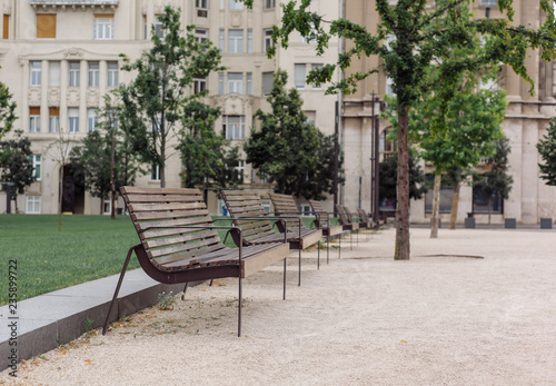 Benches on the square in Budapest  Hungary