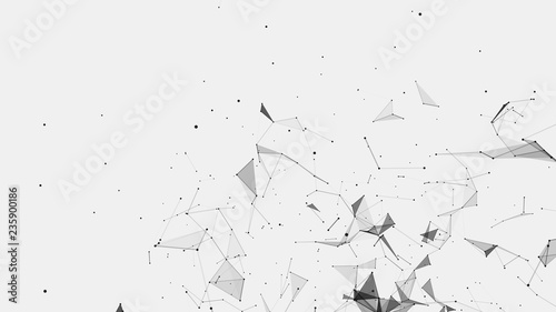 Abstract background consisting of triangles in space. Polygonal white background. Plexus effect. 3d rendering.