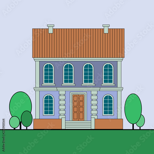 Beautiful Colorful house. Flat style Vector illustration.