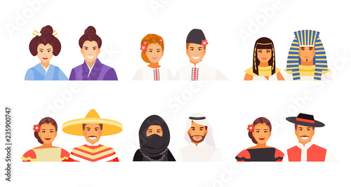 Set of nationalities avatars vector 2