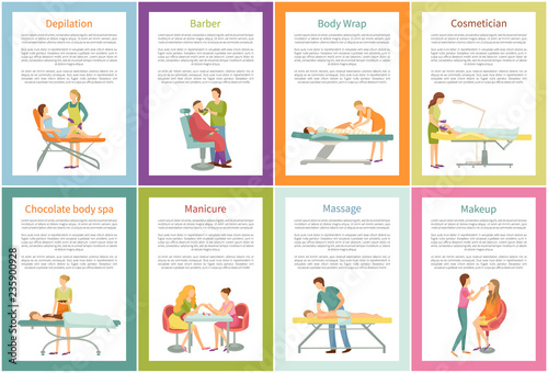 Depilation and Tanning Cosmetician Posters Vector