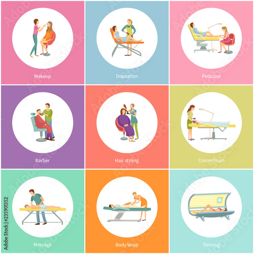 Makeup and Visagiste Depilation Icons Set Vector