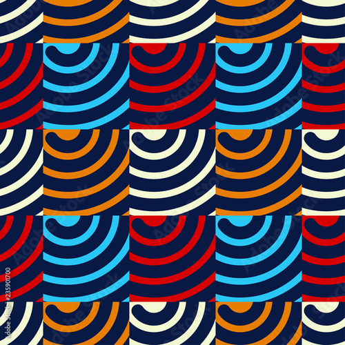 Trendy seamless pattern designs. Vector geometric background. Bright colors and simple shapes. Mosaic texture. Can be used for wallpaper, textile, invitation card, wrapping, web page background.