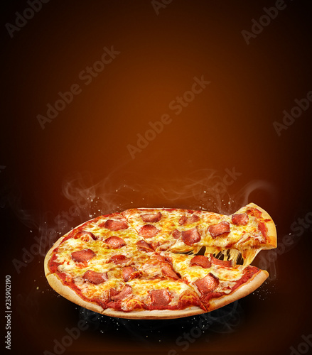 Obraz na plátně Concept vertical promotional flyer and poster for Restaurant pizzeria menu with