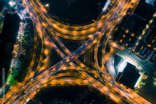 Aerial photography Nanjing city night scene