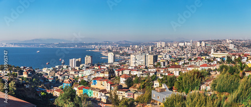 Panoramic aerial view of Valparaiso from Avenida Alemania - Valparaiso, Chile