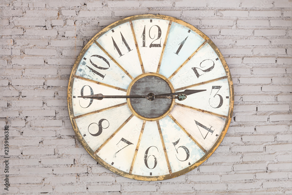 Retro clock showing two forty five on the wall