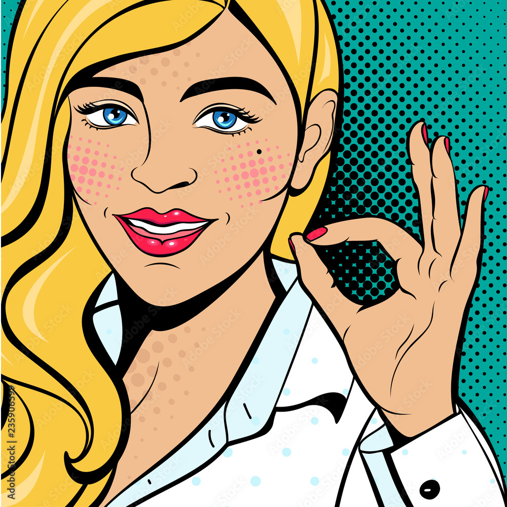 Sexy Pop Art Woman With Squinted Eyes And Open Mouth Vector Background In Comic Style Retro Pop 1665