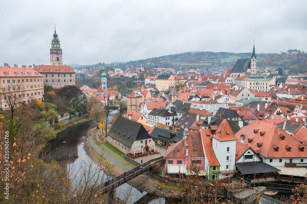 panoramic view of cesky krumloc town, czech republic