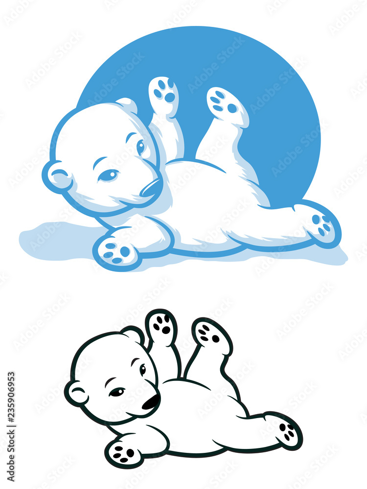 Cartoon bear cub rolling around