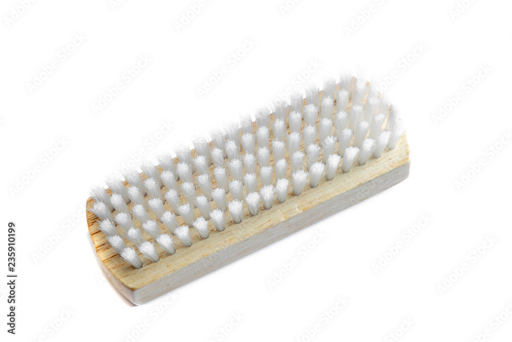 wooden clothes brush on white background