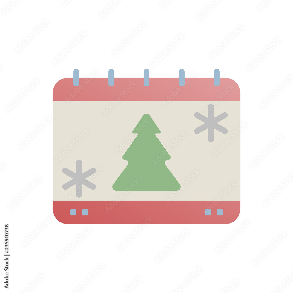 Christmas 25th calendar line icon flat design Christmas 25th calendar line icon flat design