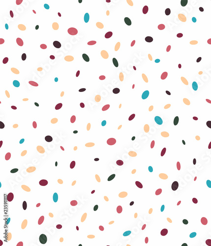 Seamless texture of random colorful spots, vector. Abstract background