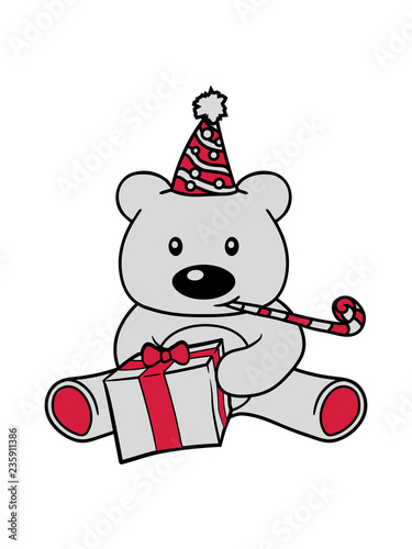 Eisbar Geschenk Hut Feiern Party Paket Packchen Geburtstag Jahre Alt Teddy Grizzly Bar Barchen Comic Cartoon Clipart Suss Niedlich Design Stock Illustration Adobe Stock