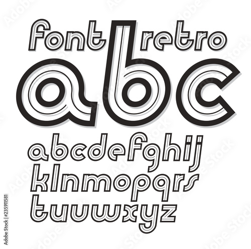 Set of vector cursive retro...