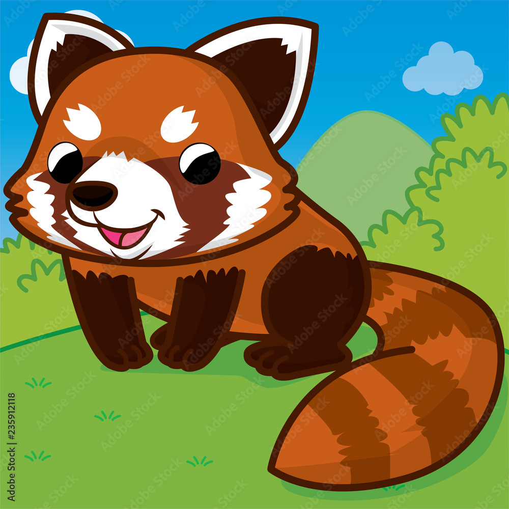 Red Panda Cartoon Cartoon Cute Animal Cute Stock Vector Adobe Stock