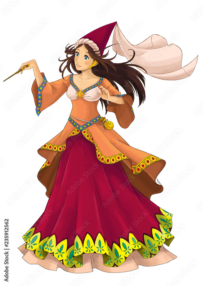cartoon scene with beautiful princess on white background - illustration for children cartoon scene with beautiful princess on white background - illustration for children