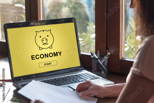 Economy concept on a laptop screen