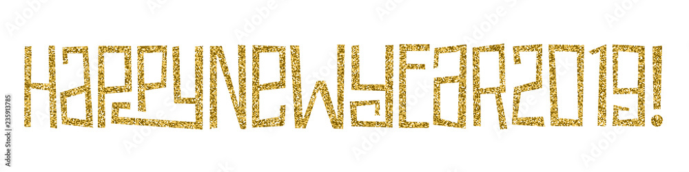 HAPPY NEW YEAR 2019 gold glitter letters banner HAPPY NEW YEAR 2019 gold glitter letters banner
