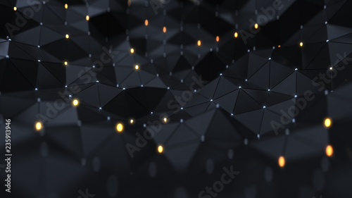 Low poly black surface with...