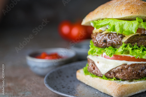Hamburger with beef meat
