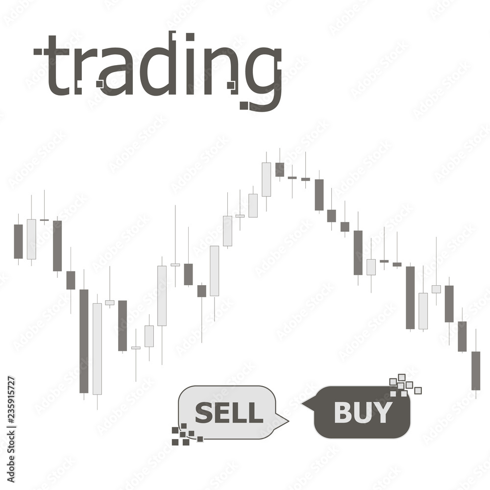 Fototapeta premium Forex chart in gray colors. Signs to buy, sell.