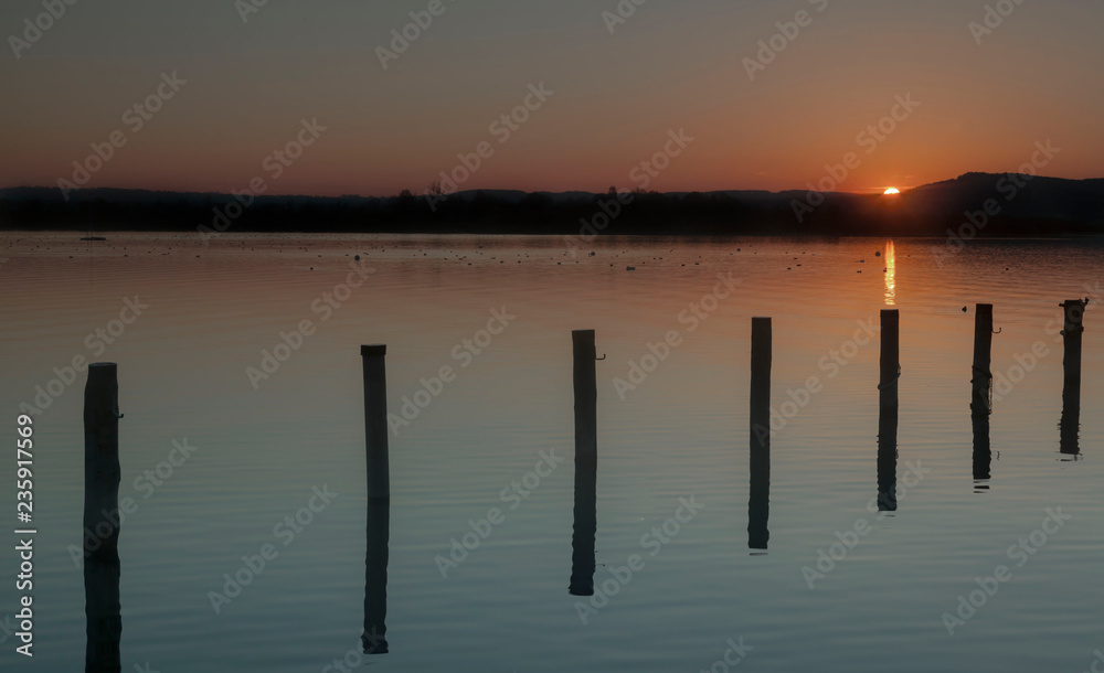 Obraz premium Abendröte Ammersee Bayern