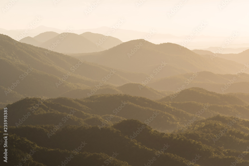 Scenic morning mountains background