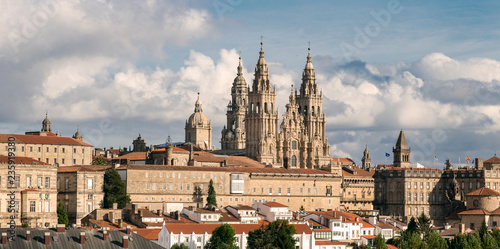 Cathedral of Santiago de Compostela with the new restored facade. Pilgrims destiny of Camino de Santiago Galicia Spain photo