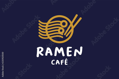 Linear logo ramen taste of asian noodle design inspirations. Vector logo design template