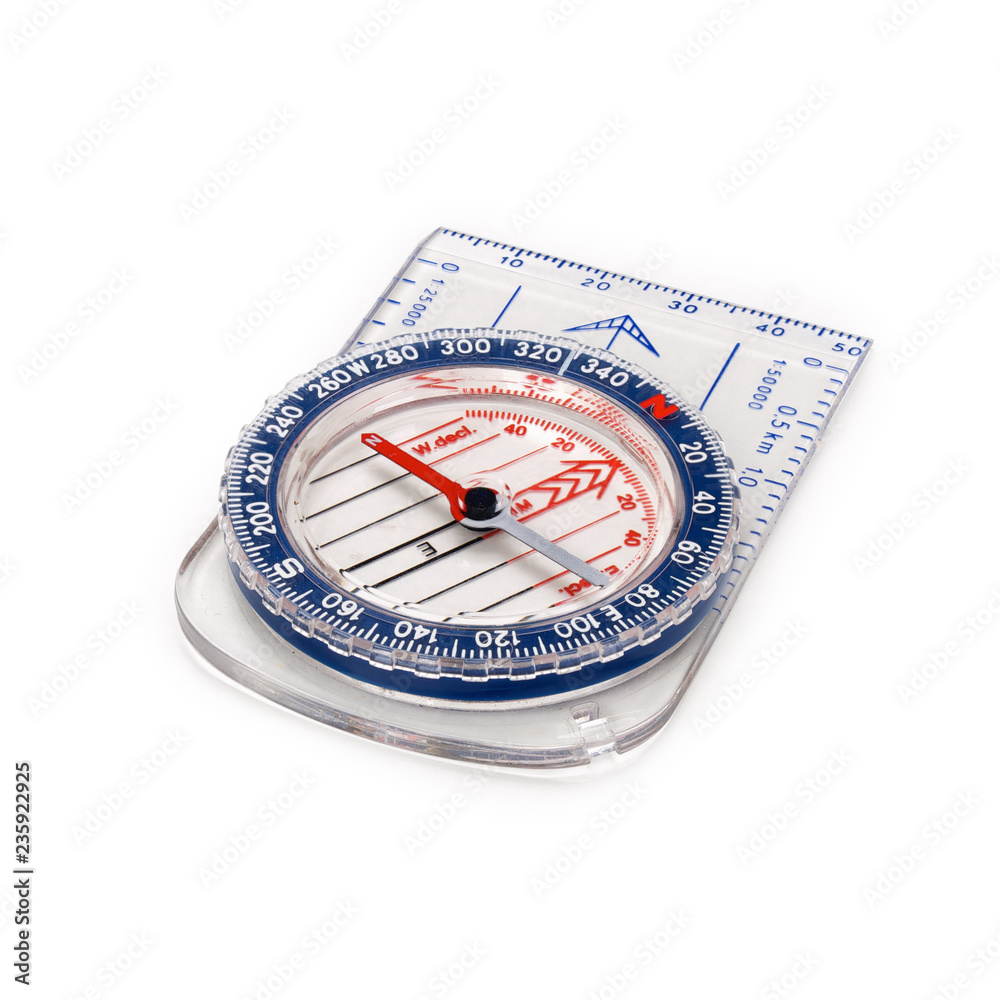 Modern plastic compass with scales and rulers isolated on white background. Contains clipping path. Modern plastic compass with scales and rulers isolated on white background. Contains clipping path.
