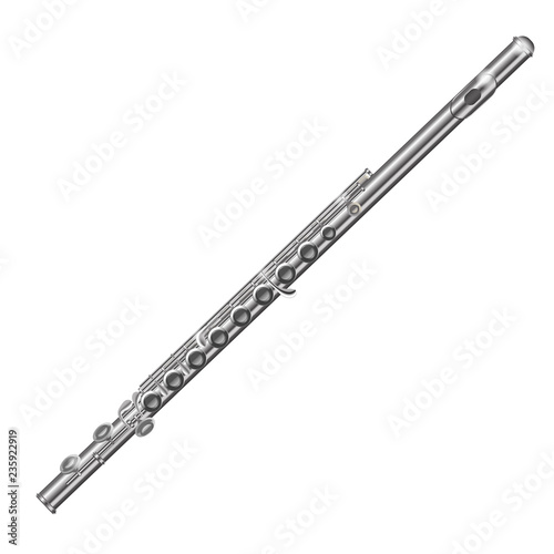 Realistic 3d Detailed Classical Flute Musical. Vector