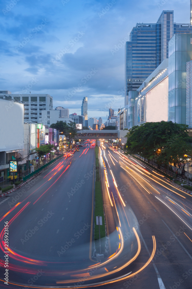 Traffic light  on the road at Bangkok,Thailand