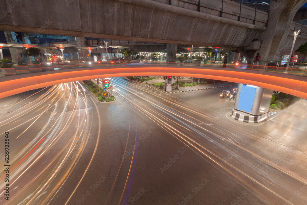 Traffic light  on intersection at Bangkok,Thailand
