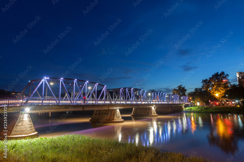 Iron bridge At Night Chiangmai, Thailand