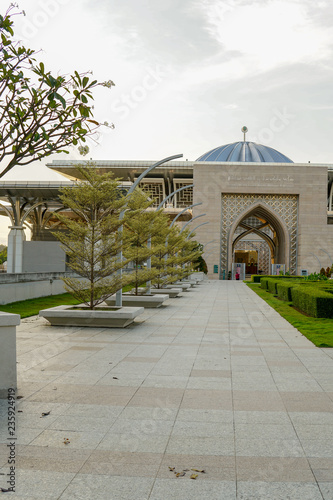 Interior and exterior design of Sultan Mizan Zainal Abidin Mosque. The mosque also known as Iron Mosque is the second principal mosque in Putrajaya, Malaysia. photo