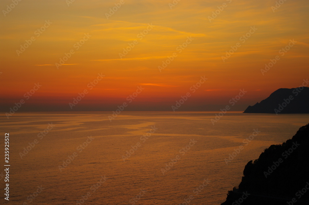 Sunset on the Cinque Terre, Italian Riviera, Italy