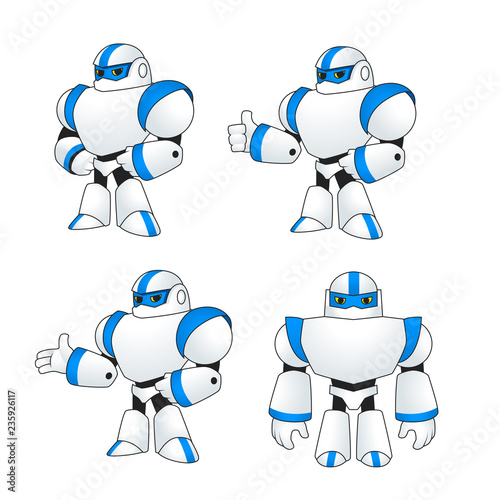 friendly robot cartoon mascot set 1