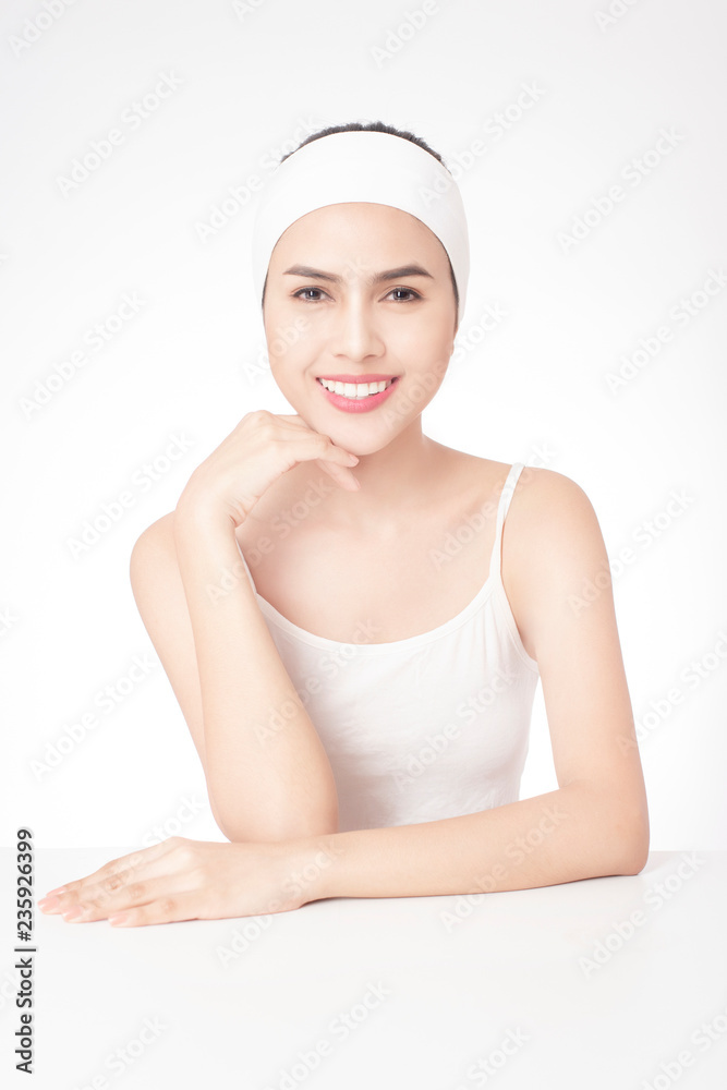 Portrait of beautiful woman in studio, skin care Portrait of beautiful woman in studio, skin care