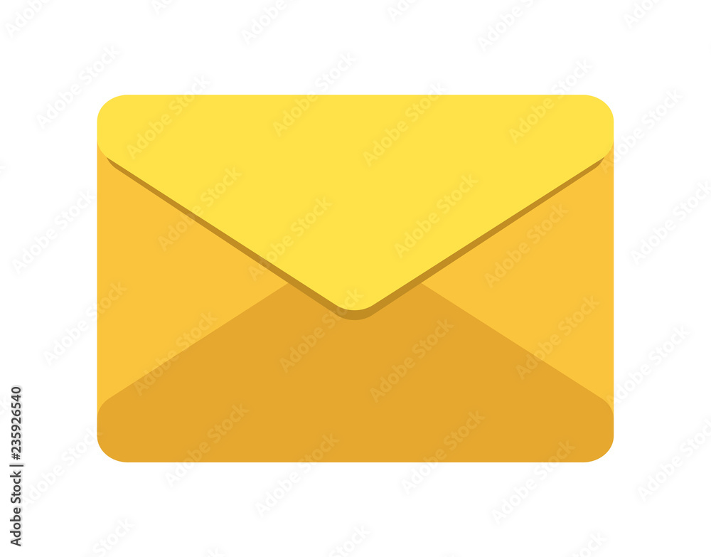 Vector icon yellow envelope. The postal envelope is in a flat style. Vector icon yellow envelope. The postal envelope is in a flat style.