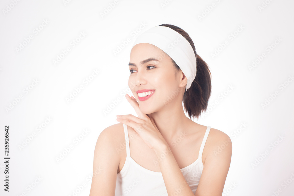 Portrait of beautiful woman in studio, skin care Portrait of beautiful woman in studio, skin care