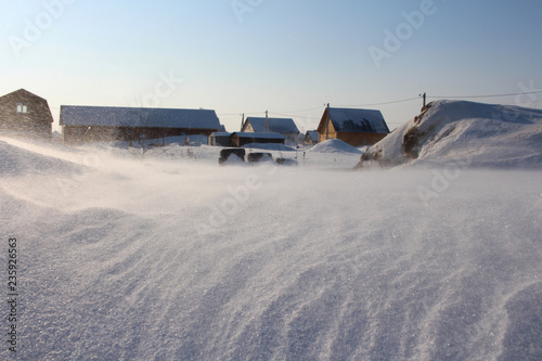 Siberian snow-covered village