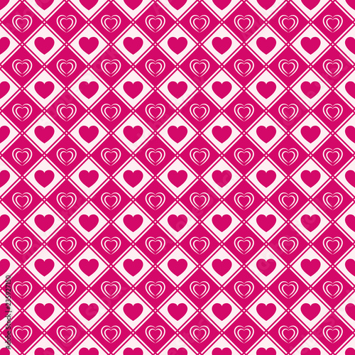 Love hearts seamless pattern. Valentine's Day background. Romantic repeated texture for greeting cards, invitation and holiday design, clothes prints, wrapping paper. Vector illustration. Bright color
