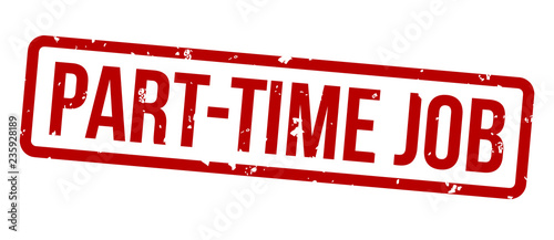 part-time job square grunge red stamp badge