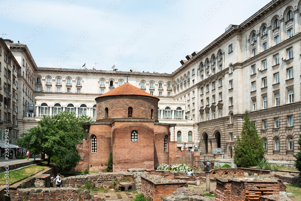 SOFIA, BULGARIA - 24 May 2018: Church of St George is an Early Christian red brick rotunda that is considered the oldest building in Sofia