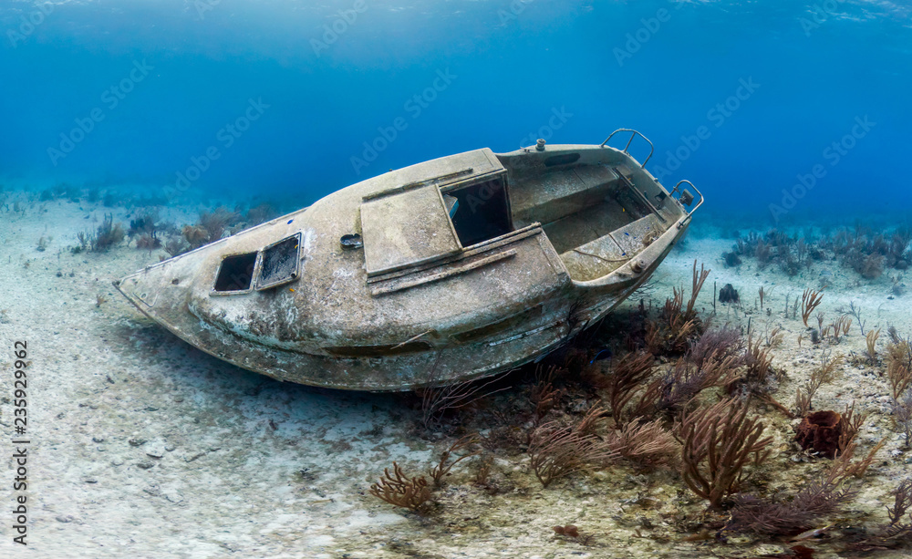 Shipwreck on sea floor