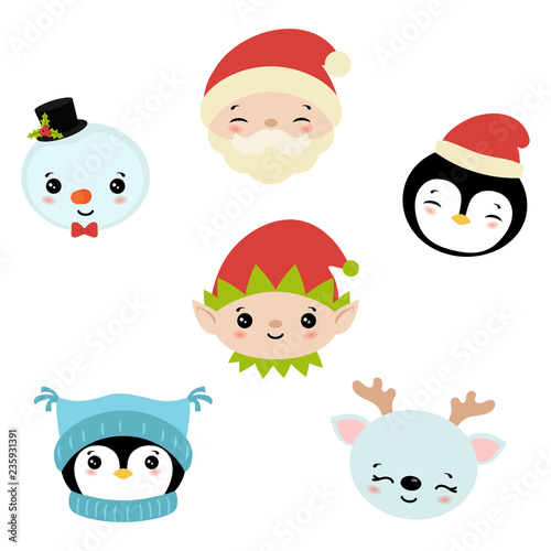 Set of christmas characters.