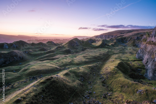 Sunset at Llangattock Quarry, Breacon Breacons, Wales photo