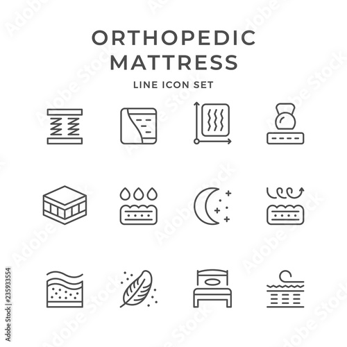 Set line icons of orthopedic mattress