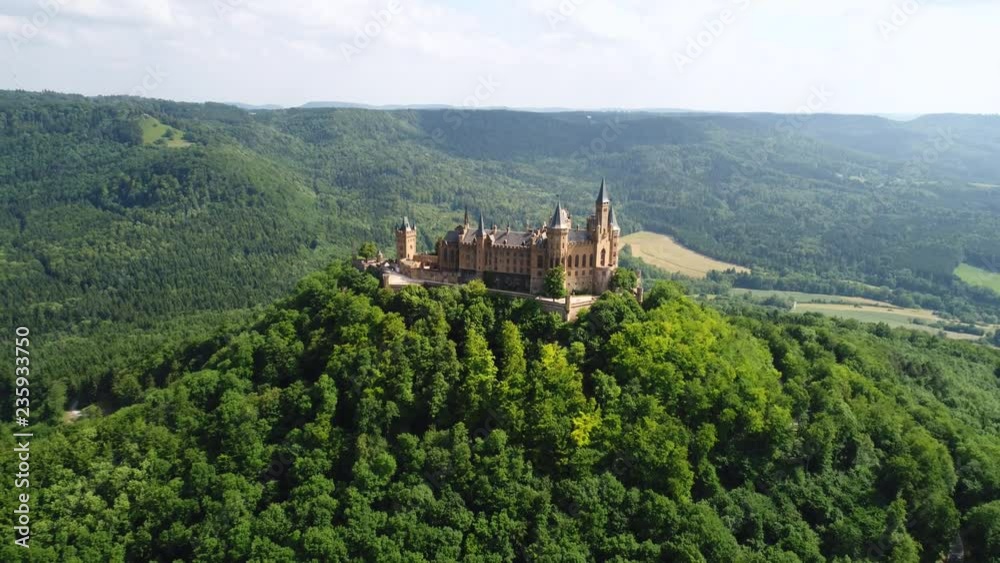 Hohenzollern Castle, Germany. Aerial FPV drone flights. Hohenzollern Castle, Germany. Aerial FPV drone flights.